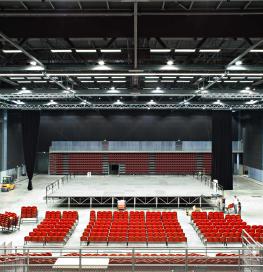 Concert hall - black acoustic ceiling tiles