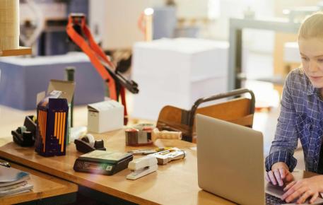 image of a woman in an office, soothing environment