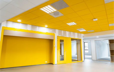 Utilisation de la couleur au plafond pour délimiter des espaces fonctionnels