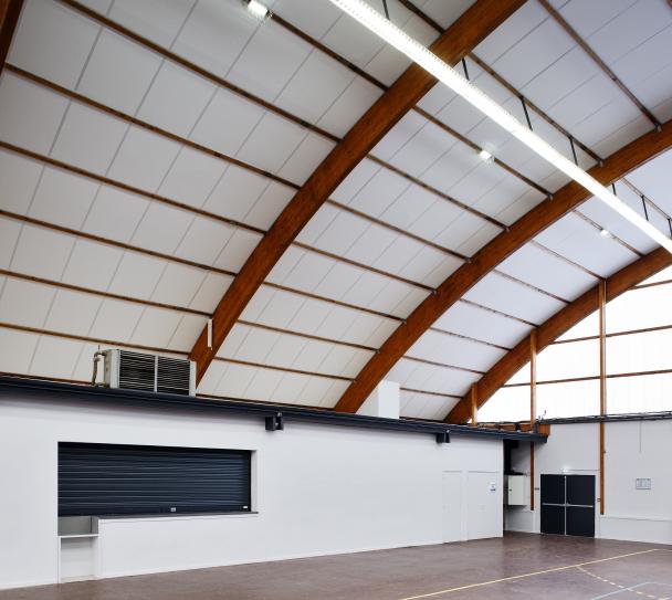 Sports hall with acoustic ceilings