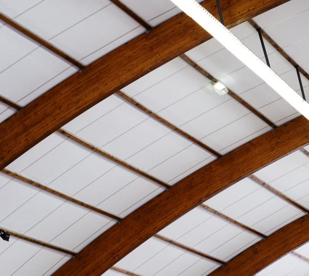 Sports hall with acoustic ceilings