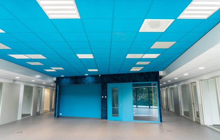 Photo d'un hall avec un plafond bleu